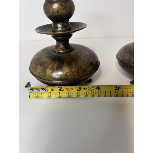 VTG Brass Chamber‎ candlestick holders, Footed candle holders colonial revival - Picture 10 of 15